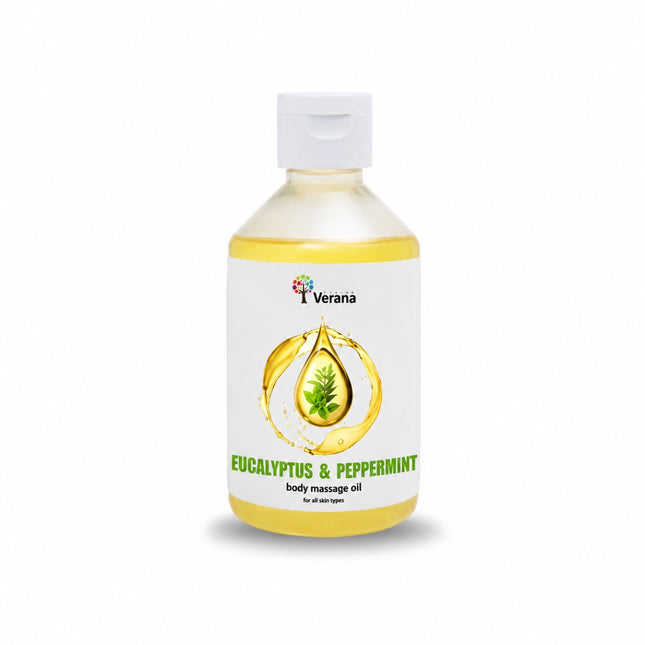Huile de massage Verana Eucalyptus et Menthe Poivrée - 100% Naturel - 250ml