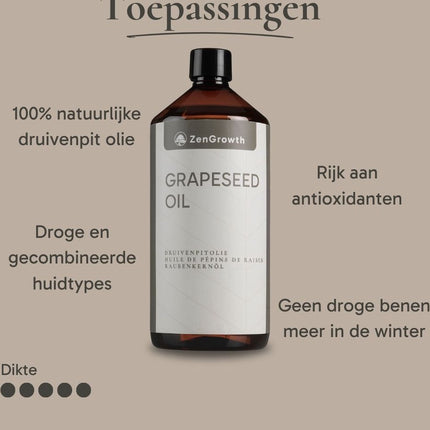 ZenGrowth Huile de Pépins de Raisin 100% Naturelle 1l