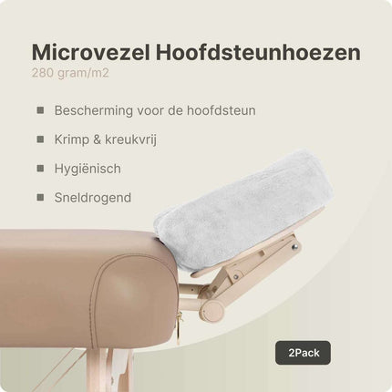 Microvezel hoofdsteunhoes voor massagetafel - Wit (2 stuks)