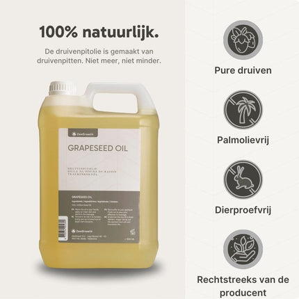 Huile de Pépins de Raisin ZenGrowth 100% Naturelle 5l