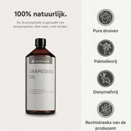 ZenGrowth Huile de Pépins de Raisin 100% Naturelle 1l