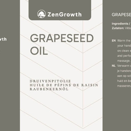 ZenGrowth Huile de Pépins de Raisin 100% Naturelle 1l