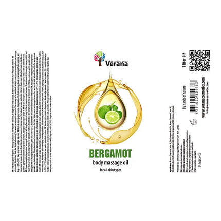 Verana Huile de Massage Bergamote - 100% Naturel - 1L