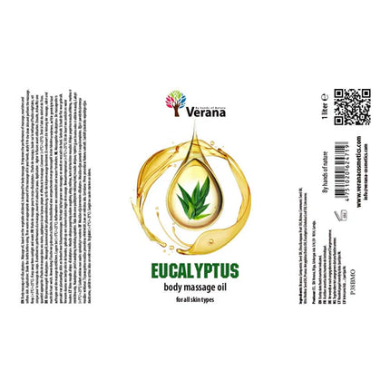 Verana Huile de Massage Eucalyptus - Antivirale - 100% Naturelle - 1L
