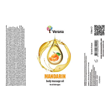 Verana Huile de Massage Mandarine - 100% Naturelle - 1L