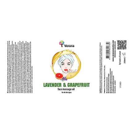 Huile de massage visage Verana - Lavande Pamplemousse - 100% Naturel - 250ml