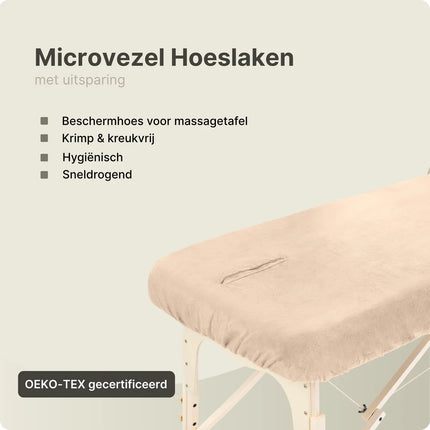 ZenGrowth Microvezel hoeslaken massagetafel met uitsparing - Zandbeige