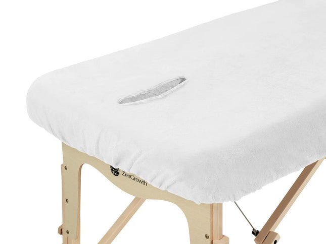 ZenGrowth Microvezel hoeslaken massagetafel met uitsparing wit