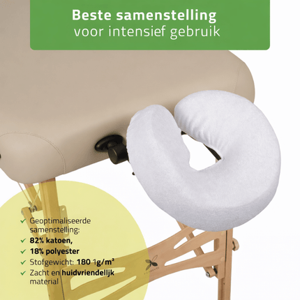 Housse de têtière en tissu éponge pour table de massage - Blanc