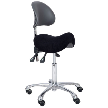 Housse en tissu éponge pour tabouret à roulettes, noire