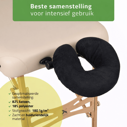 Housse de têtière éponge pour table de massage - Noir