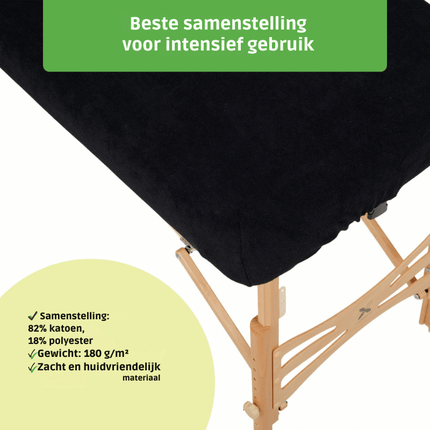 Drap-housse en éponge pour table de massage - Noir