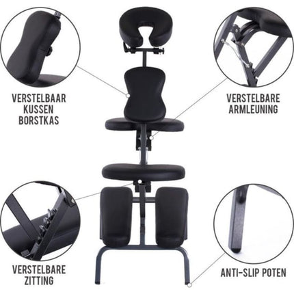 RESTPRO Inklapbare Massagestoel Relax Zwart - demassageshop.nl