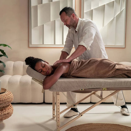 Badstof Hoeslaken Massagetafel met Uitsparing Lichtbruin