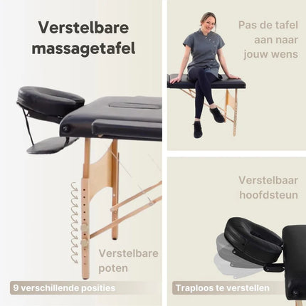 ZenGrowth Inklapbare Massagetafel Economy Zwart