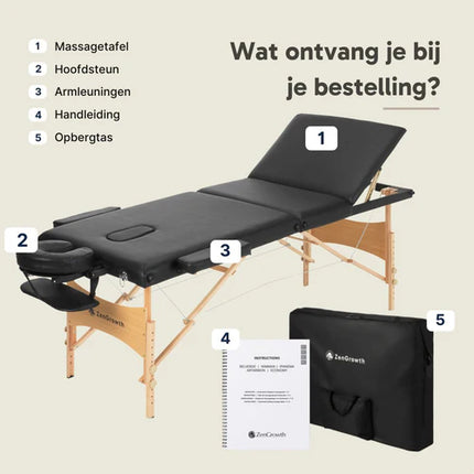 ZenGrowth Inklapbare Massagetafel Economy Zwart