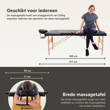 ZenGrowth Inklapbare Massagetafel Economy Zwart