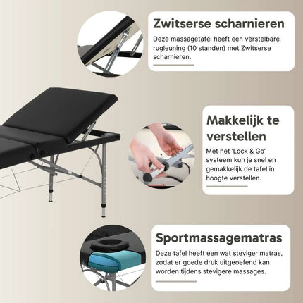 ZenGrowth Inklapbare Massagetafel Athlete Zwart