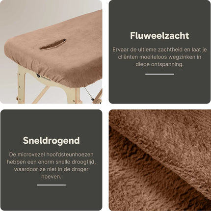 ZenGrowth Microvezel hoeslaken massagetafel met uitsparing bruin