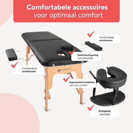 HABYS Inklapbare Massagetafel Lira Zwart