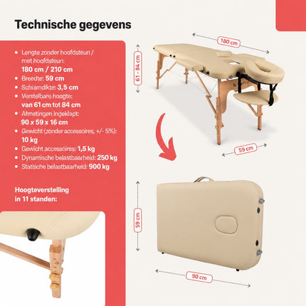 HABYS Inklapbare Massagetafel Lira Beige