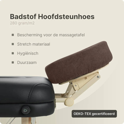 Badstof hoofdsteunhoes massagetafel - Chocoladebruin