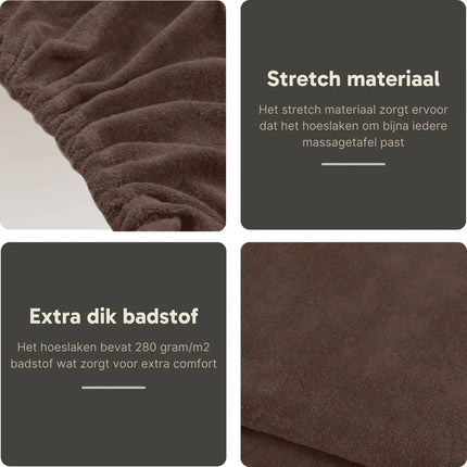 Badstof Hoeslaken Massagetafel met Uitsparing Chocoladebruin