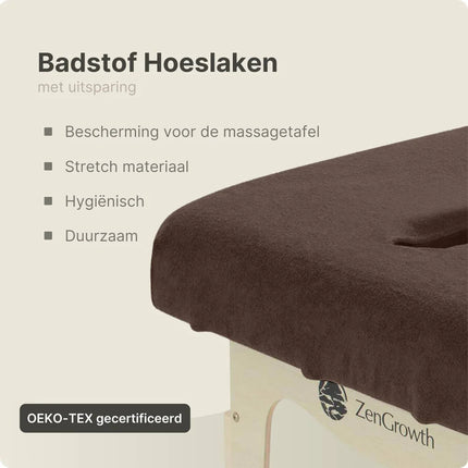 Badstof Hoeslaken Massagetafel met Uitsparing Chocoladebruin