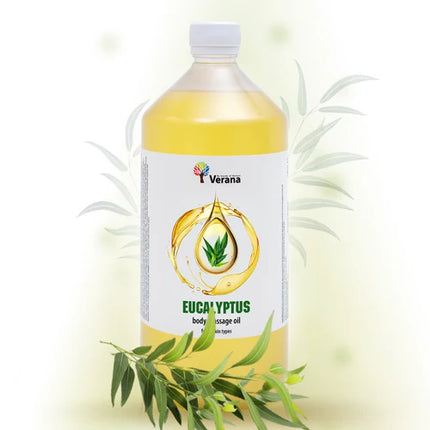 Verana Huile de Massage Eucalyptus - Antivirale - 100% Naturelle - 1L
