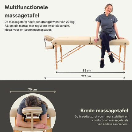 ZenGrowth Inklapbare Massagetafel Gavia Beige