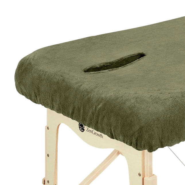 ZenGrowth Microvezel hoeslaken massagetafel met uitsparing - Olijfgroen donker