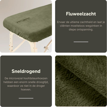 ZenGrowth Microvezel hoeslaken massagetafel met uitsparing - Olijfgroen donker