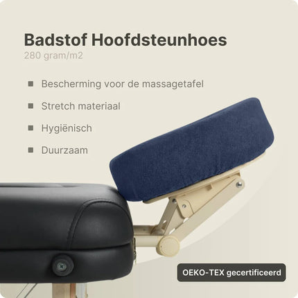 Badstof hoofdsteunhoes massagetafel - Marineblauw