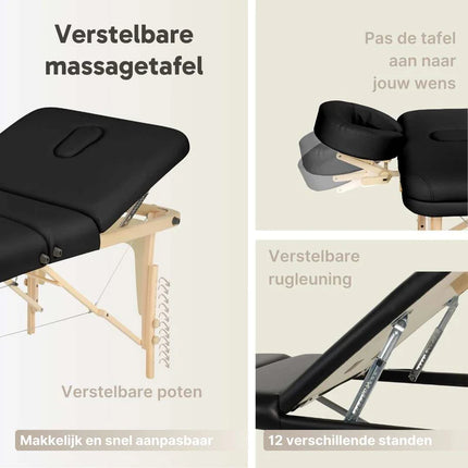 ZenGrowth Inklapbare Massagetafel Nimman Zwart