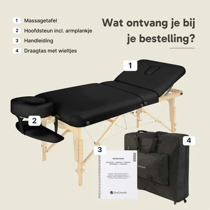 ZenGrowth Inklapbare Massagetafel Nimman Zwart