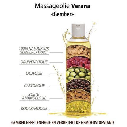 Huile de Massage Verana Gingembre - 100% Naturelle - 250ml