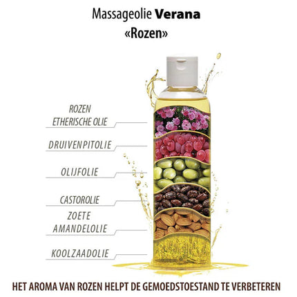 Verana Huile de Massage Rose - 100% Naturelle - 250ml