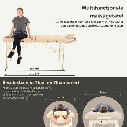 ZenGrowth Inklapbare Massagetafel Belverde Beige 71 cm