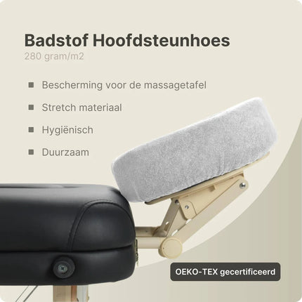 Badstof hoofdsteunhoes massagetafel - Wit