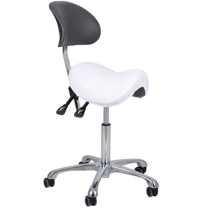 Housse éponge tabouret à roulettes blanc
