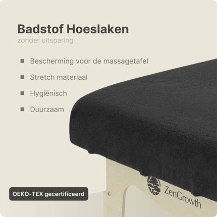 Badstof Hoeslaken Massagetafel Zwart