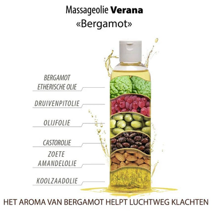 Verana Huile de Massage Bergamote - 100% Naturelle - 250ml