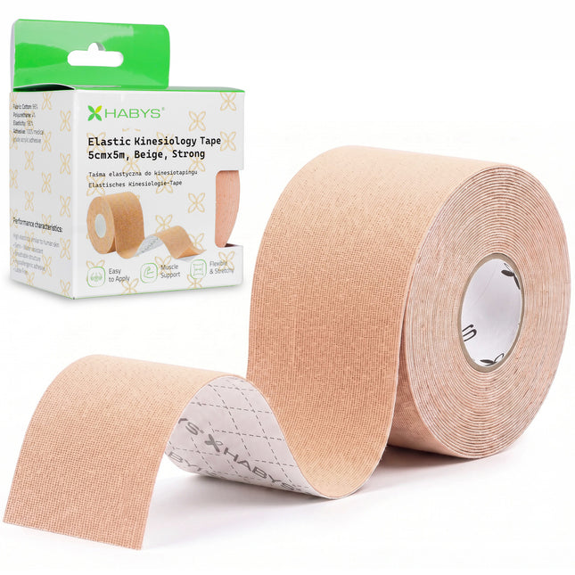 Kinesiotape 5 cm x 5 m – Sterke Kleefkracht – Beige