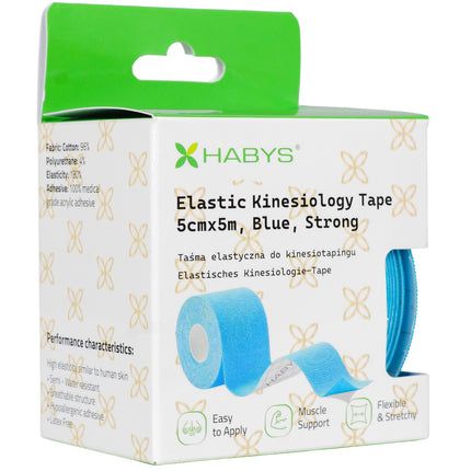 Kinesiotape 5 cm x 5 m – Sterke Kleefkracht – Blauw