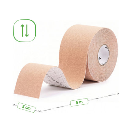 Kinesiotape 5 cm x 5 m – Standaard Kleefkracht – Beige