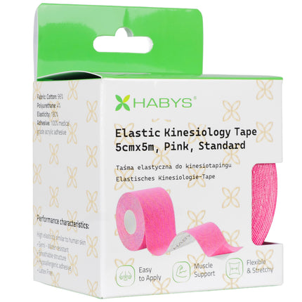 Kinesiotape 5 cm x 5 m – Standaard Kleefkracht – Roze