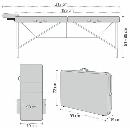 AVENO LIFE Inklapbare Massagetafel Bianca Beige - demassageshop.nl