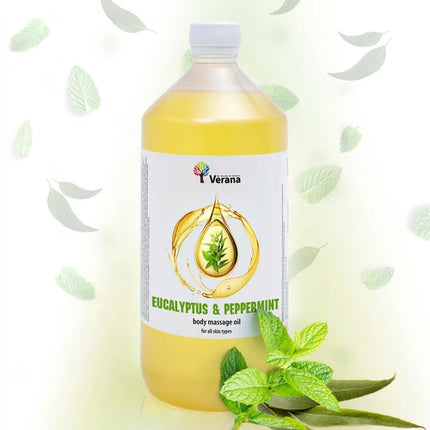 Huile de massage Verana Eucalyptus et Menthe Poivrée - 100% Naturelle - 1L