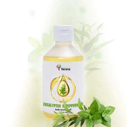 Huile de massage Verana Eucalyptus et Menthe Poivrée - 100% Naturel - 250ml
