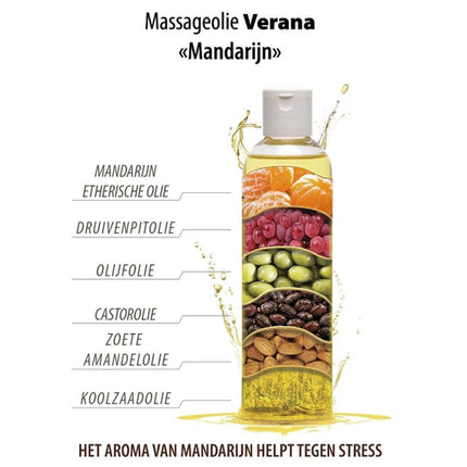 Verana Huile de Massage Mandarine - 100% Naturelle - 250 ml